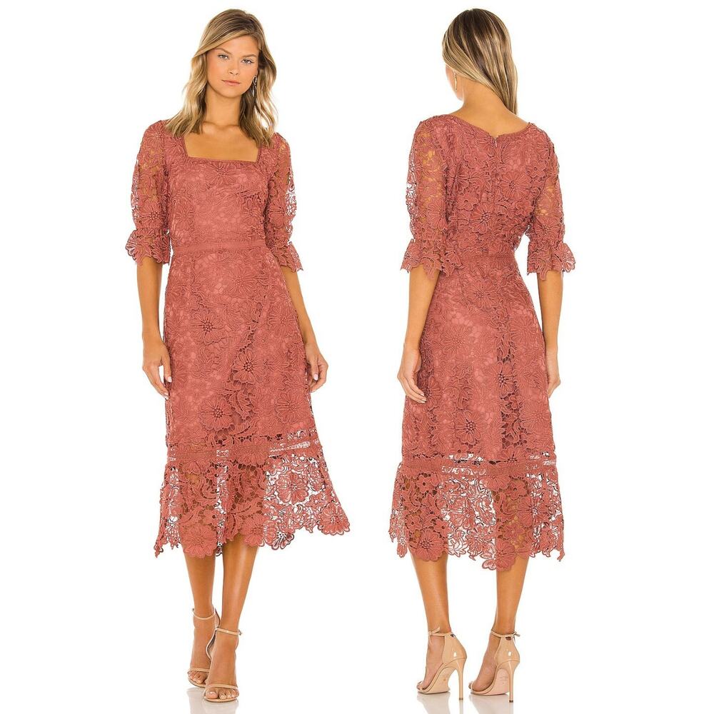 BB Dakota Did It My Way Midi Dress Floral Lace Boho Cottage Garden Party 4